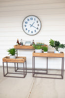 Recycled Wood Console Trays w/ Metal Bases