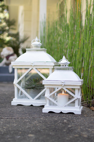 Rustic White Wooden Lanterns